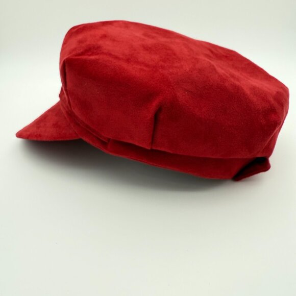 BETMAR New York Red Suede Newsboy Cap Soft Structured Brim, Velvet Buckle Strap - Picture 6 of 11